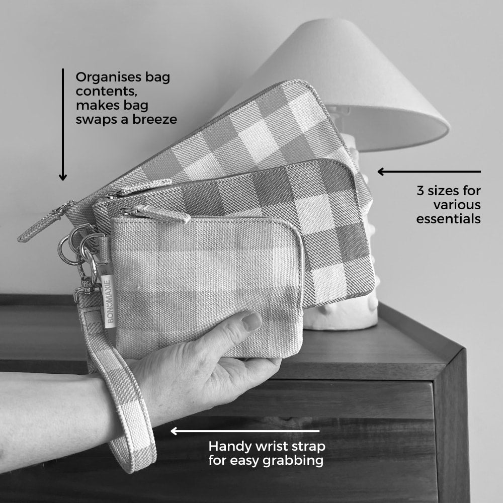 Bag Buddies Organiser Pouch Set -- Muted Gingham
