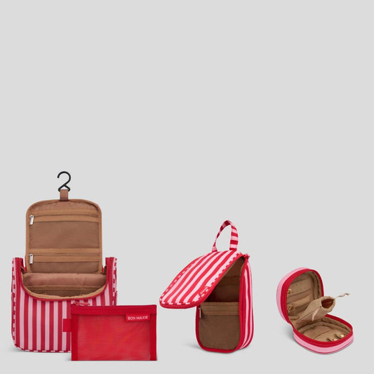BEST SELLER SET: Toiletry + Jewellery Case Bundle -- Pink + Red